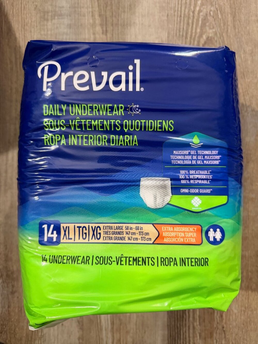 4 Pack - Prevail Adult Daily Underwear, XL , Extra Absorbency 56 Ct in Total